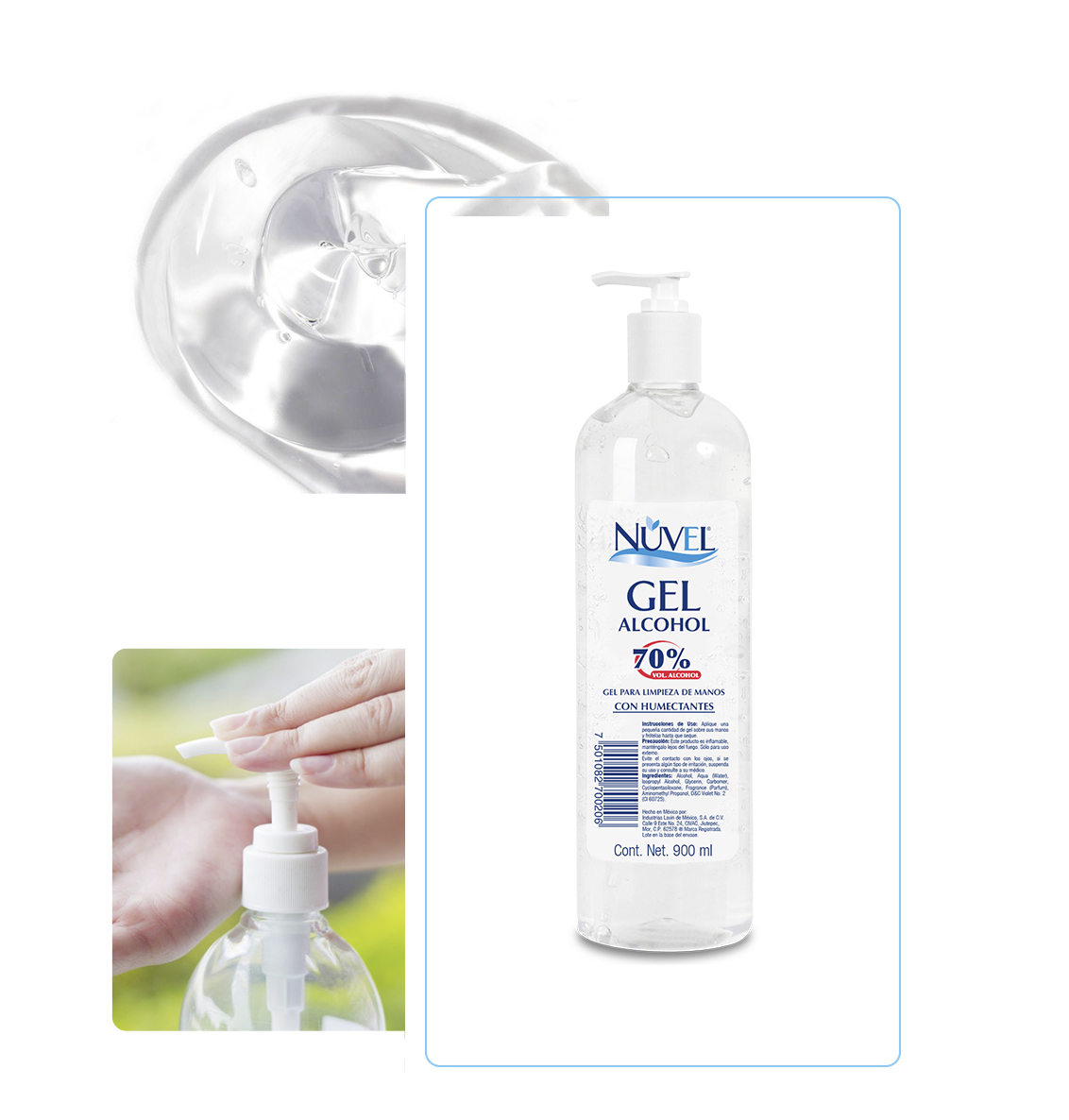 GEL ANTIBACTERIAL PARA MANOS NUVEL 900