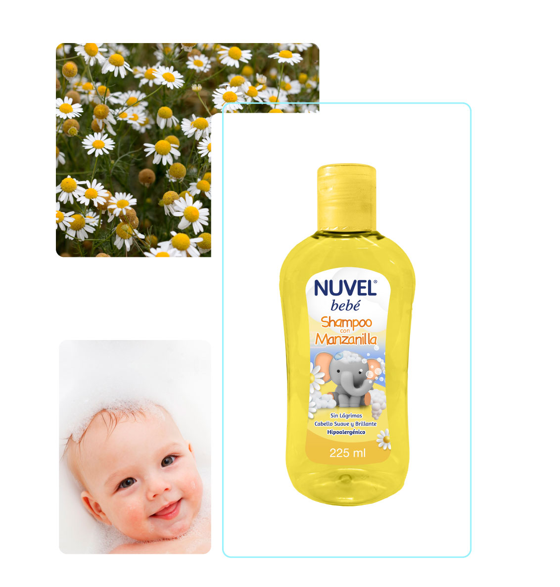 COLLAGE SH 225MLv2 SHAMPOO DE MANZANILLA PARA BEBÉ NUVEL